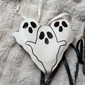 Ghost Shaped White and Black Crossbody Bag